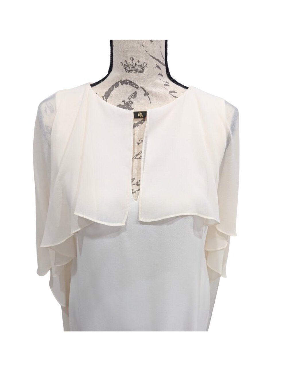 Lauren Ralph Lauren Renelle Ivory Cape Cocktail Dress Size 2 NWT - Picture 6 of 11